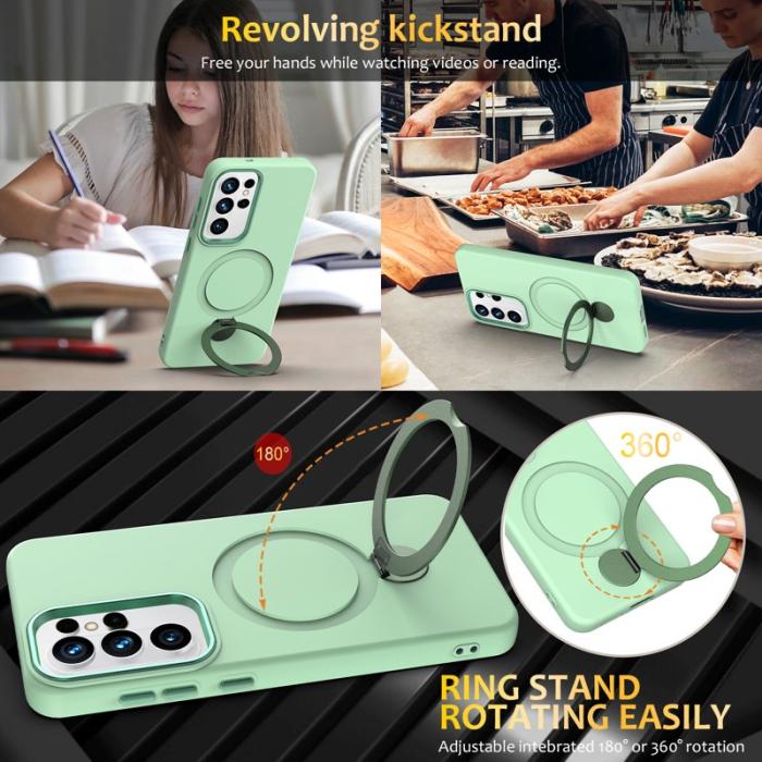 OEM - Mobilskal för Samsung Galaxy S26 Ultra Magnetiskt Ring Kickstand TPU + PC - Grön