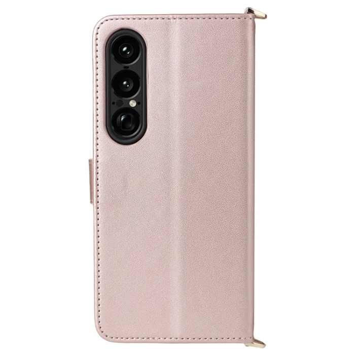 A-One Brand - Sony Xperia 1 VII Plånboksfodral Kickstand med Axelrem - Ljusrosa