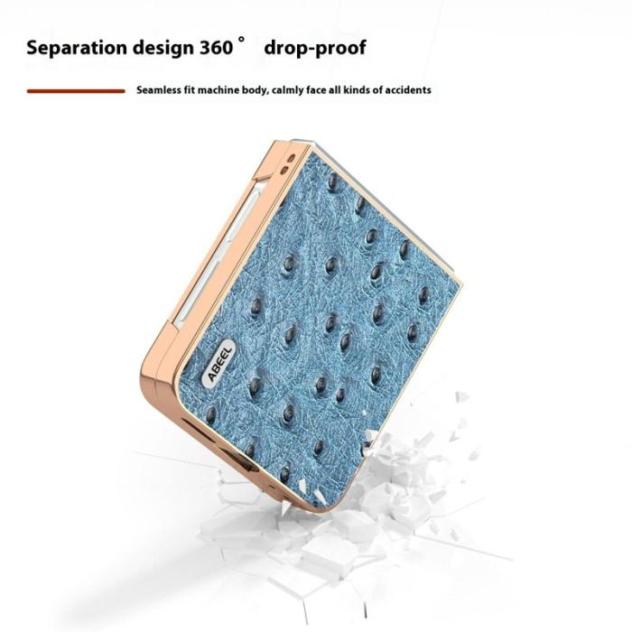 ABEEL - ABEEL Z Flip7 FE 5G Mobilskal Electroplating Blå Äkta Läder