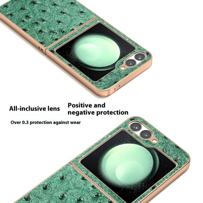 ABEEL - ABEEL Z Flip7 FE 5G Mobilskal Electroplating Grön Äkta Läder