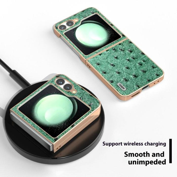 ABEEL - ABEEL Z Flip7 FE 5G Mobilskal Electroplating Grön Äkta Läder
