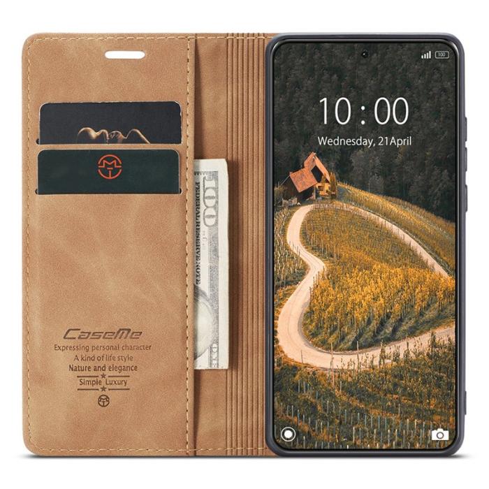 Caseme - CASEME 013 Series Xiaomi 14 Ultra Plånboksfodral Konstläder Brun