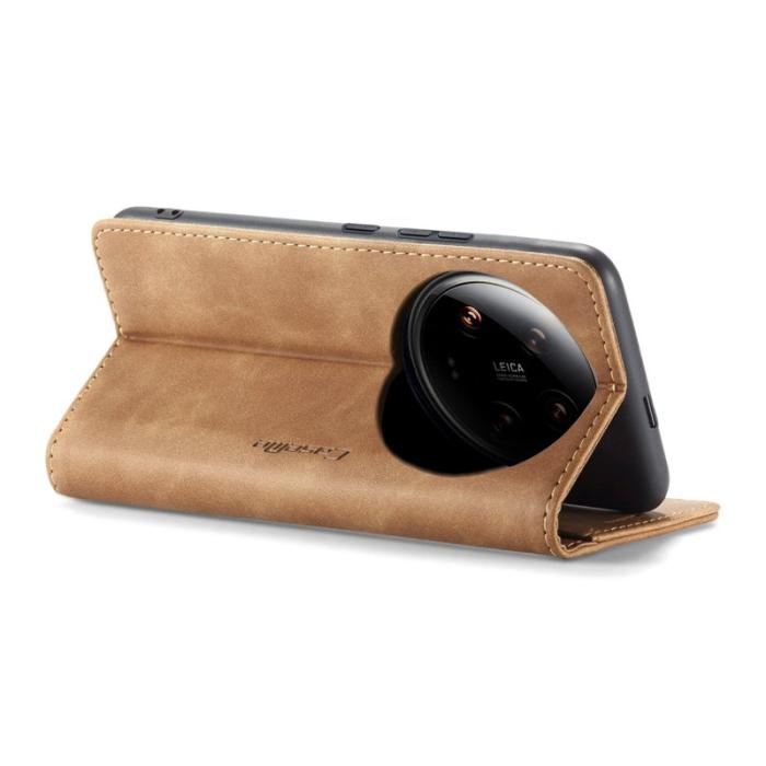 Caseme - CASEME 013 Series Xiaomi 14 Ultra Plånboksfodral Konstläder Brun