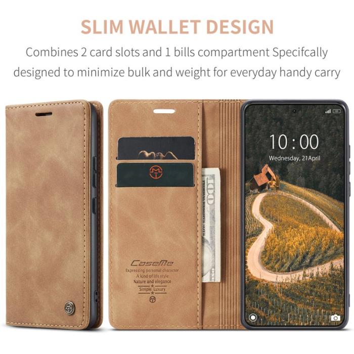 Caseme - CASEME 013 Series Xiaomi 14 Ultra Plånboksfodral Konstläder Brun