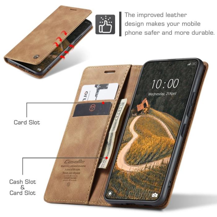 Caseme - CASEME 013 Series Xiaomi 14 Ultra Plånboksfodral Konstläder Brun