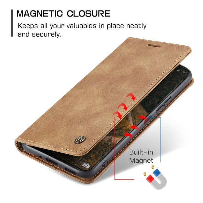 Caseme - CASEME 013 Series Xiaomi 14 Ultra Plånboksfodral Konstläder Brun