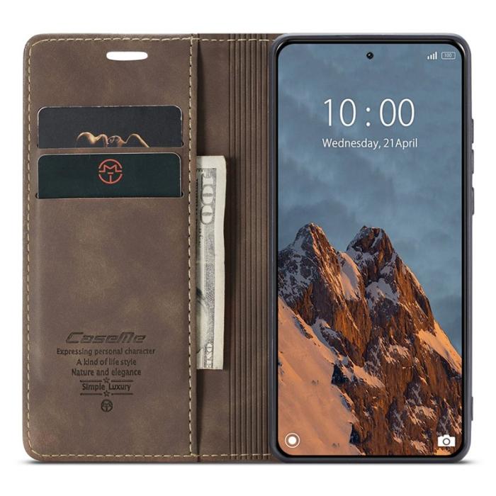 Caseme - CASEME 013 Series Xiaomi 14 Ultra Plånboksfodral Konstläder - Brun