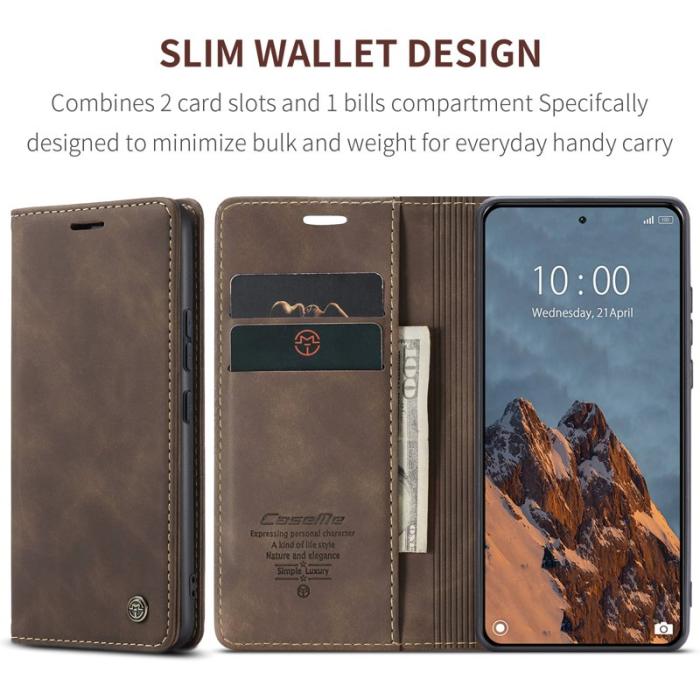 Caseme - CASEME 013 Series Xiaomi 14 Ultra Plånboksfodral Konstläder - Brun