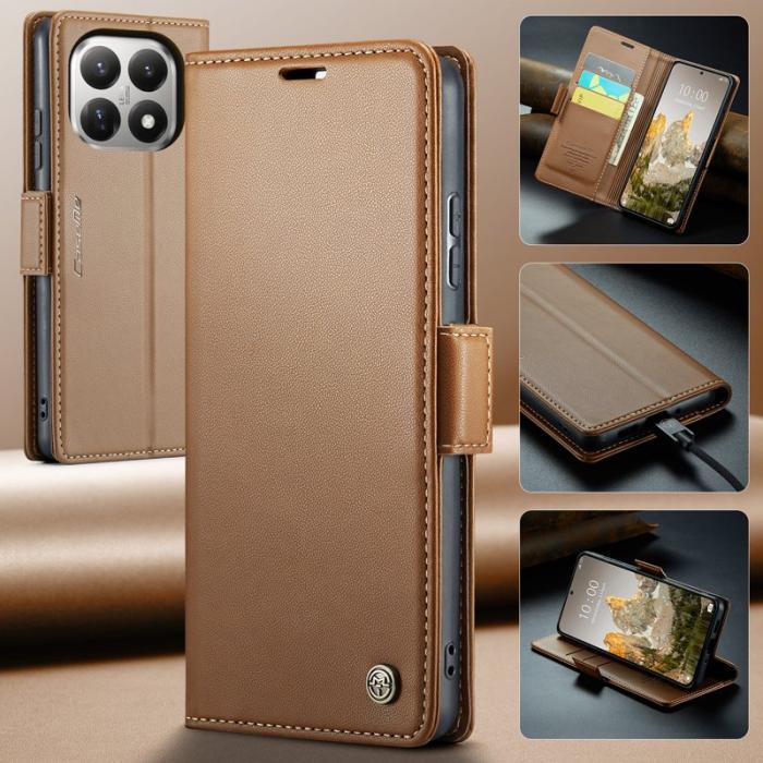 Caseme - CASEME 023 Mobilskal till Xiaomi 15T RFID-Skydd Glansig Brun