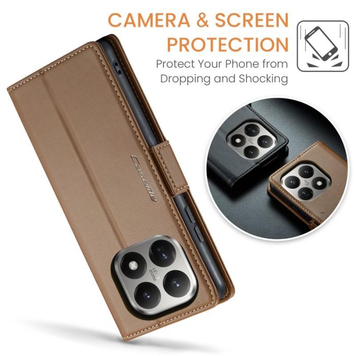 Caseme - CASEME 023 Mobilskal till Xiaomi 15T RFID-Skydd Glansig Brun