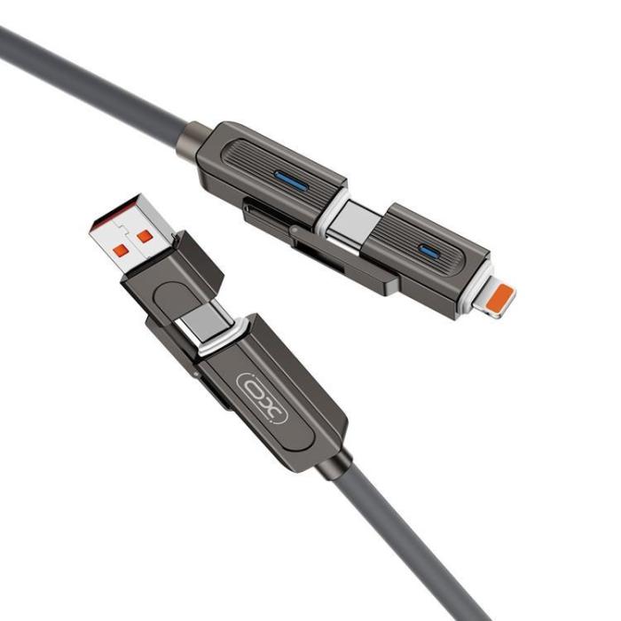 XO - XO 4in1 USB-C/USB/Lightning/Typ-C 60W 1m NB275 - Grå