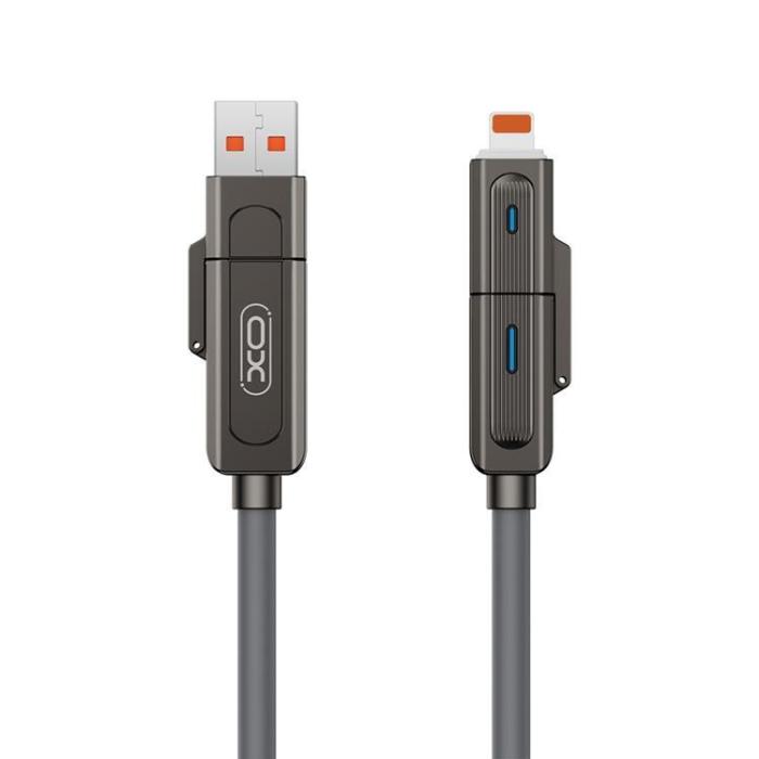 XO - XO 4in1 USB-C/USB/Lightning/Typ-C 60W 1m NB275 - Grå