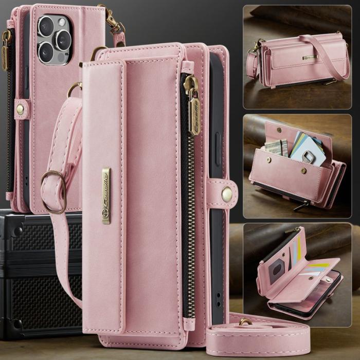 Caseme - CASEME C39 Mobilskal till iPhone 13 Pro RFID-Skydding 9 Kort Rosa