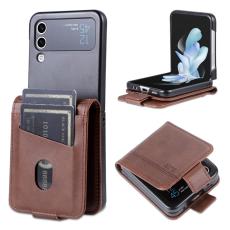 AZNS - AZNS Samsung Galaxy Z Flip4 Pl&aring;nboksfodral Konstl&auml;der - Brun