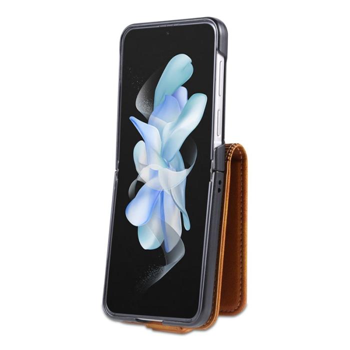 AZNS - AZNS Samsung Galaxy Z Flip4 Plånboksfodral Konstläder - Brun