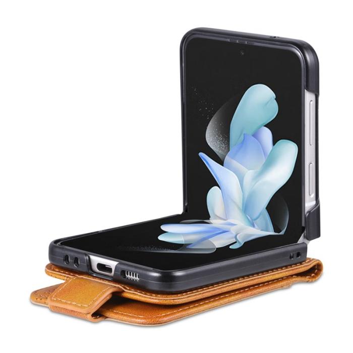 AZNS - AZNS Samsung Galaxy Z Flip4 Plånboksfodral Konstläder - Brun