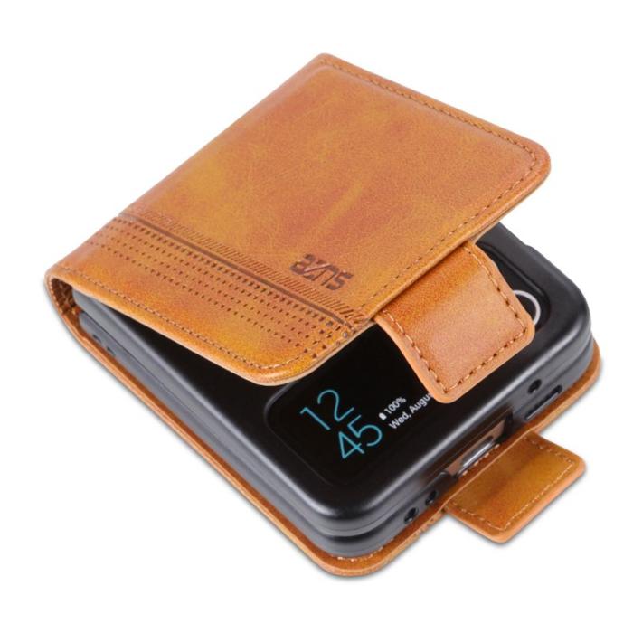 AZNS - AZNS Samsung Galaxy Z Flip4 Plånboksfodral Konstläder - Brun