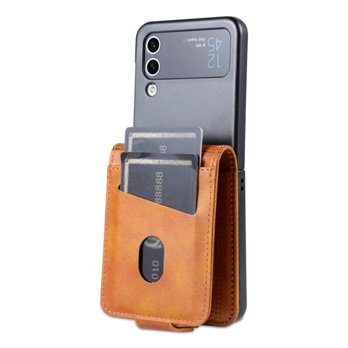 AZNS - AZNS Samsung Galaxy Z Flip4 Plånboksfodral Konstläder - Brun