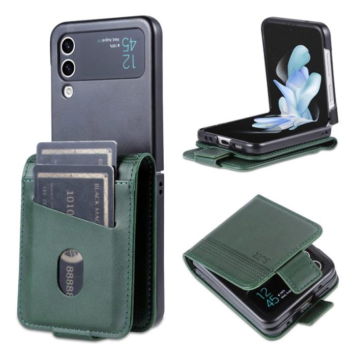 AZNS - AZNS Samsung Galaxy Z Flip4 Plånboksfodral Konstläder - Grön