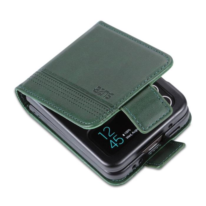 AZNS - AZNS Samsung Galaxy Z Flip4 Plånboksfodral Konstläder - Grön