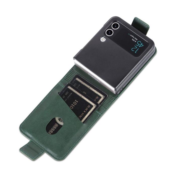 AZNS - AZNS Samsung Galaxy Z Flip4 Plånboksfodral Konstläder - Grön