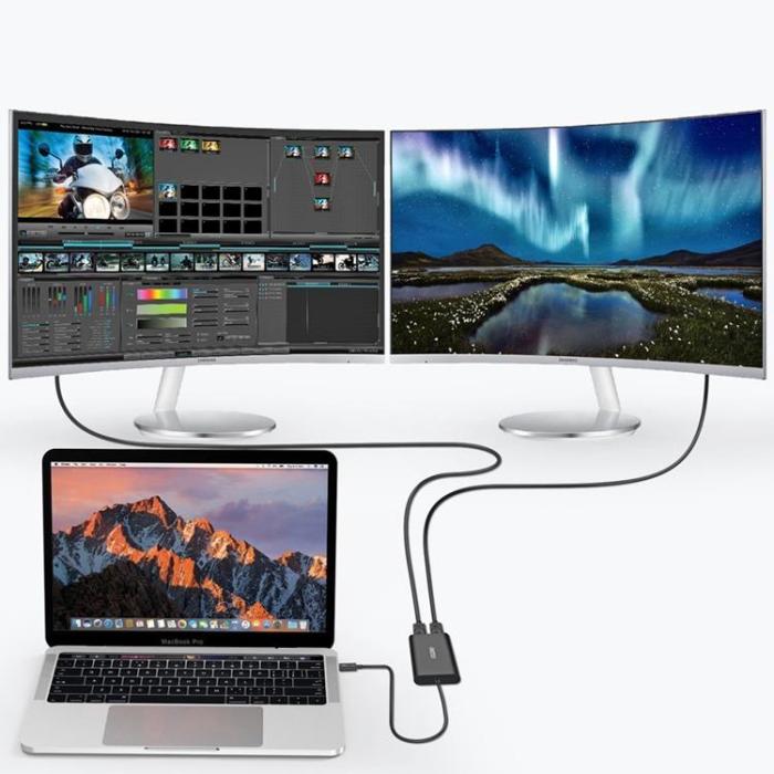 Choetech - Choetech Kontaktadapter USB-C 2x DisplayPort 4K 60Hz - Svart