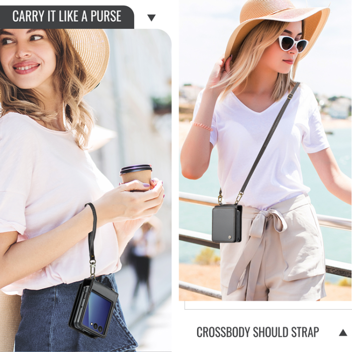 Caseme - CASEME Galaxy Z Flip 7 Plånboksfodral RFID Blocking C22 - Svart