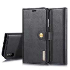 DG.MING - DG.MING iPhone XS Max 6.5" Pl&aring;nboksfodral 2-i-1 &Auml;kta l&auml;der Svart