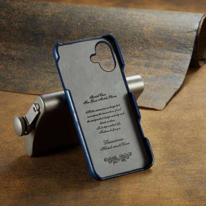 FIERRE SHANN - FIERRE SHANN för iPhone 16 Plus Fodral - Waxy KonstLäder - Blå