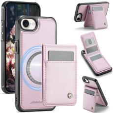 JEEHOOD - JEEHOOD J06 iPhone 16e Konstl&auml;der fodral MagSafe med kortfack - Rosa