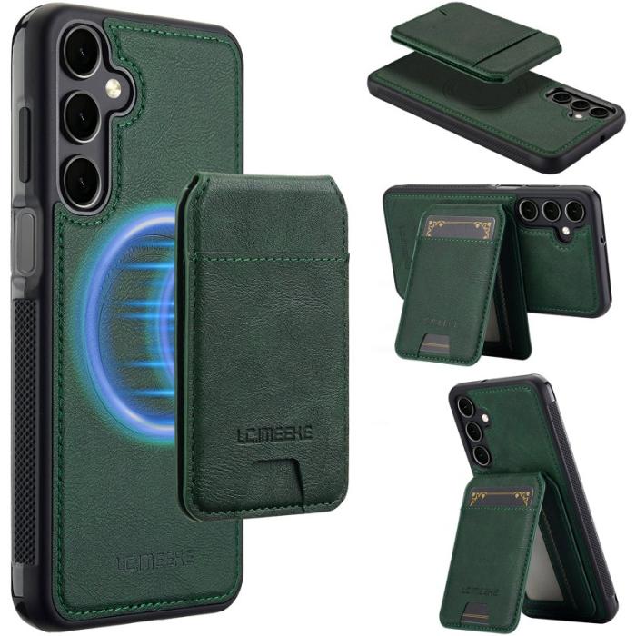 LC.imeeke - LC.IMEEKE L3 för Samsung Galaxy S25 Fodral KonstLäder - Grön