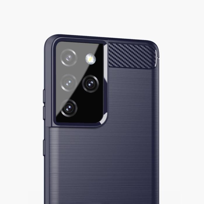 OEM - Carbon Flexible TPU skal till Samsung Galaxy S21 Ultra 5G - Blå