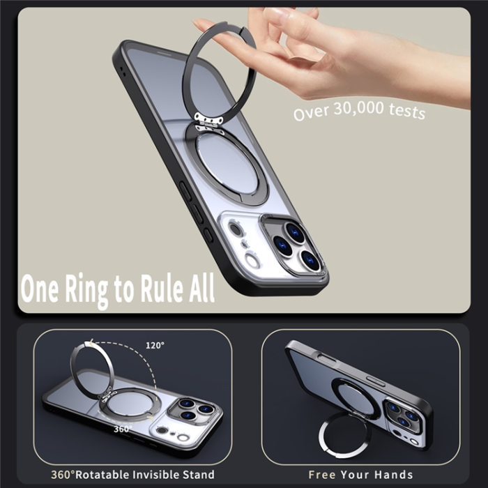 A-One Brand - iPhone 17 Pro Mobilskal Ring Kickstand TPU PC - Svart