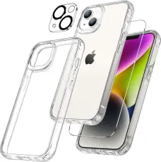 Boom of Sweden - [3in1] BOOM Mobilskal till iPhone 14 H&auml;rdat Glas Kameralinsskydd - Clear
