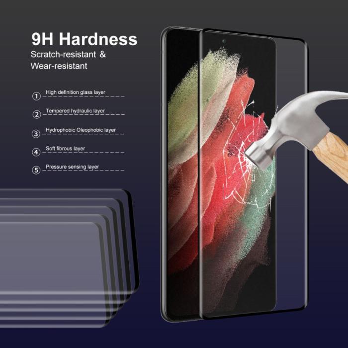 A-One Brand - [2-PACK] 3D Curved Full Glue Härdat Glas Skärmskydd Galaxy S22 Ultra - Svart
