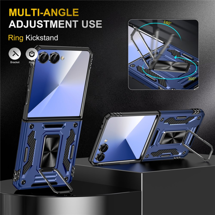 A-One Brand - Galaxy Z Flip7 5G Mobilskal Kickstand Slide - Marinblå