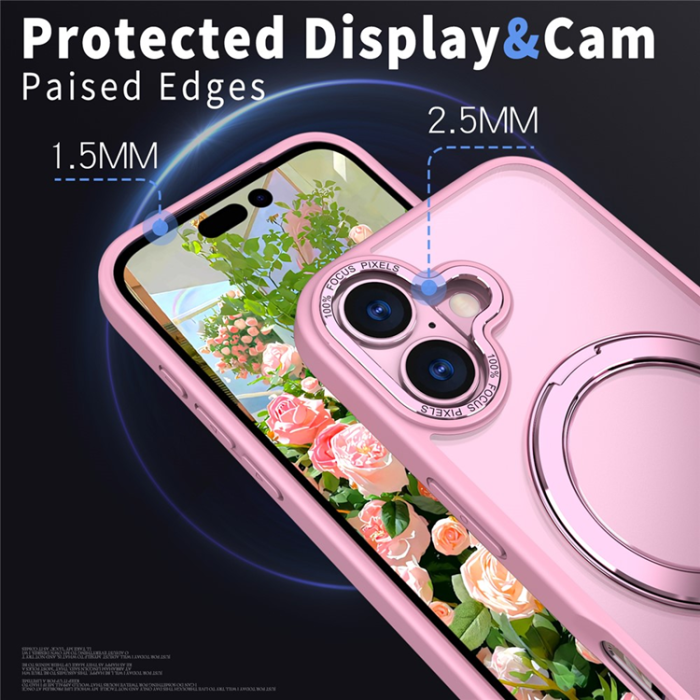 A-One Brand - iPhone 17 Mobilskal Ring Kickstand TPU PC - Rosa