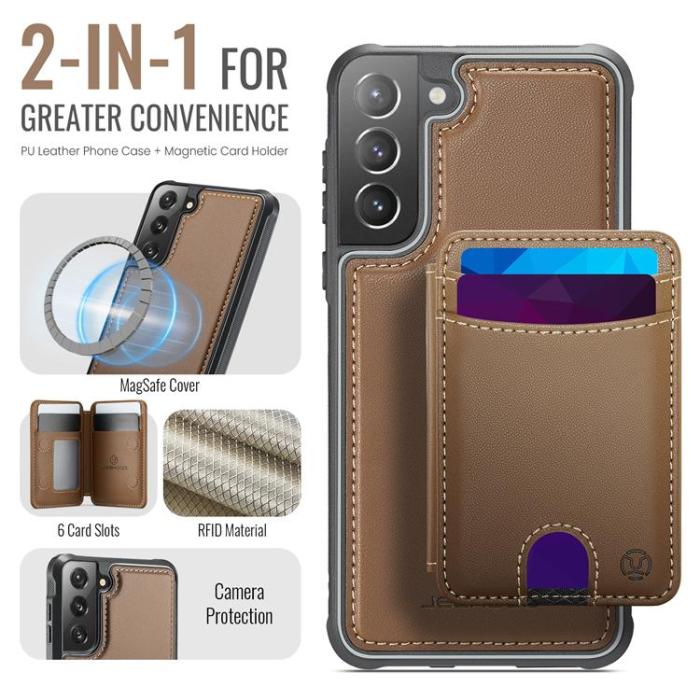 OEM - JEEHOOD Samsung Galaxy S21 5G Fodral KonstLäder - Brun