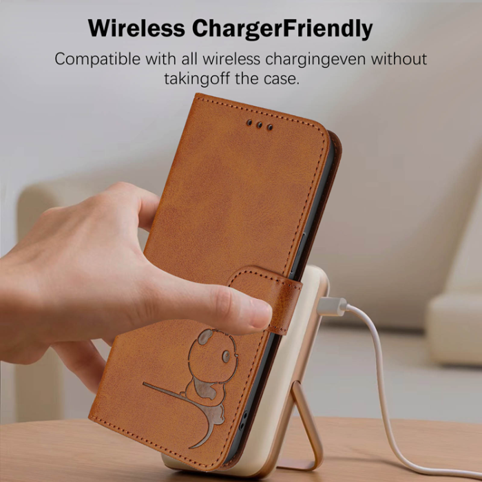 A-One Brand - OnePlus 15 Konstläder Plånboksfodral Panda Imprint RFID-Skydd