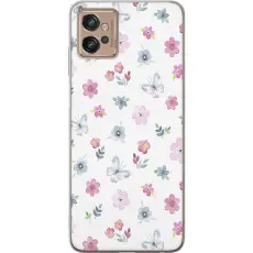 Gustaf - Mobilskal till Motorola Moto G32 med Blommor och fj&auml;rillar