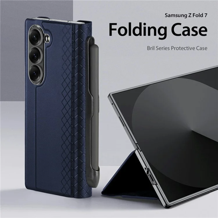 Dux Ducis - Dux Ducis Galaxy Z Fold 7 5G Plånboksfodral Bril Läder - Blå