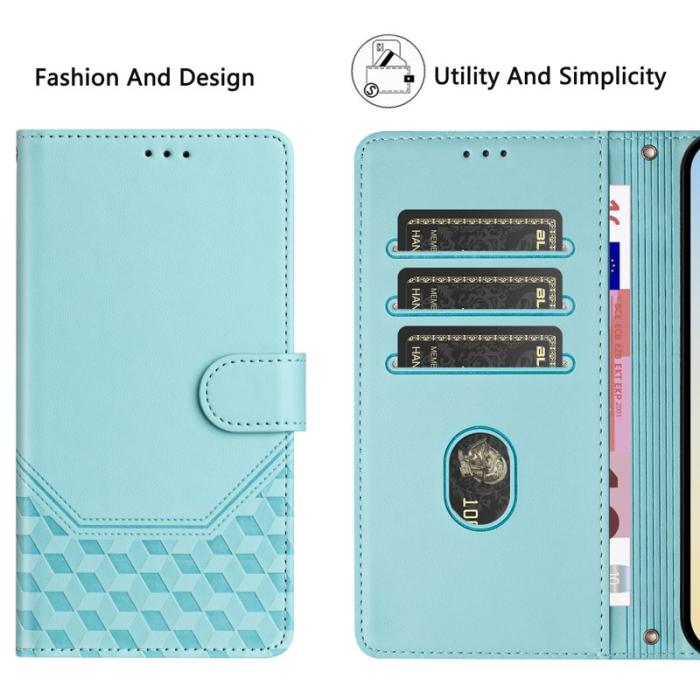 OEM - Samsung Galaxy S26 Ultra Skal Impräntad Honungskaka Äkta Läder - Mintgrön
