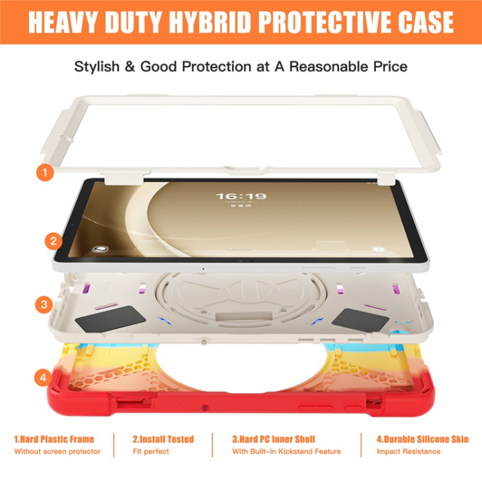 A-One Brand - Galaxy Tab A9 Plus Mobilskal Silikon Rotary Kickstand