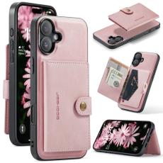 OEM - JEEHOOD iPhone 17 Mobilskal KonstL&auml;der + Plast Avtagbar - Rosa