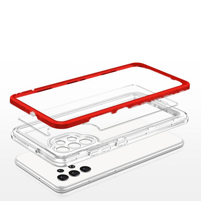 OEM - Galaxy A32 5G Skal Clear 3in1 - Röd