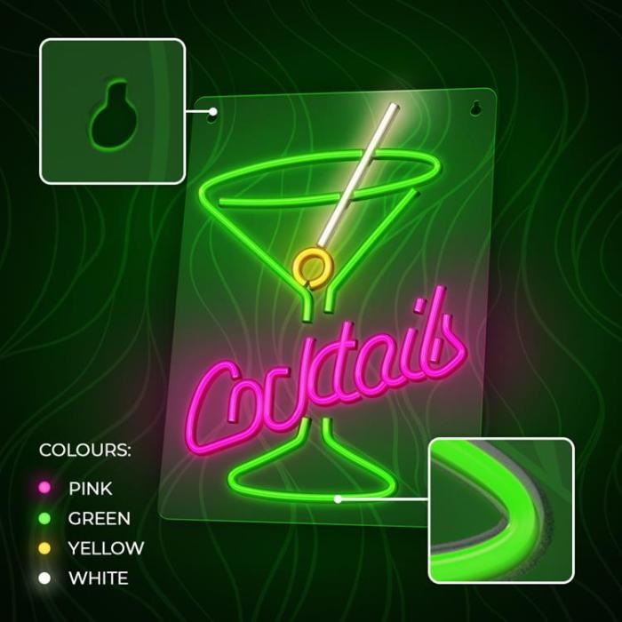 Forever Light - Forever Light LED Neon PLEXI COCKTAILS - Rosa/Grön