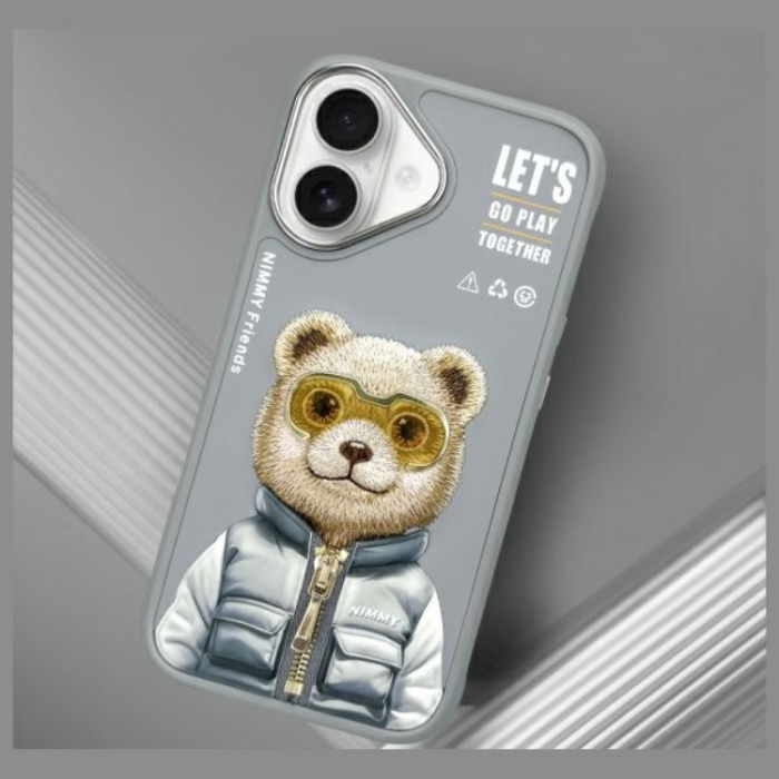 NIMMY - Nimmy iPhone 16 Mobilskal Cool & Cute 2.0 Bear - Grå