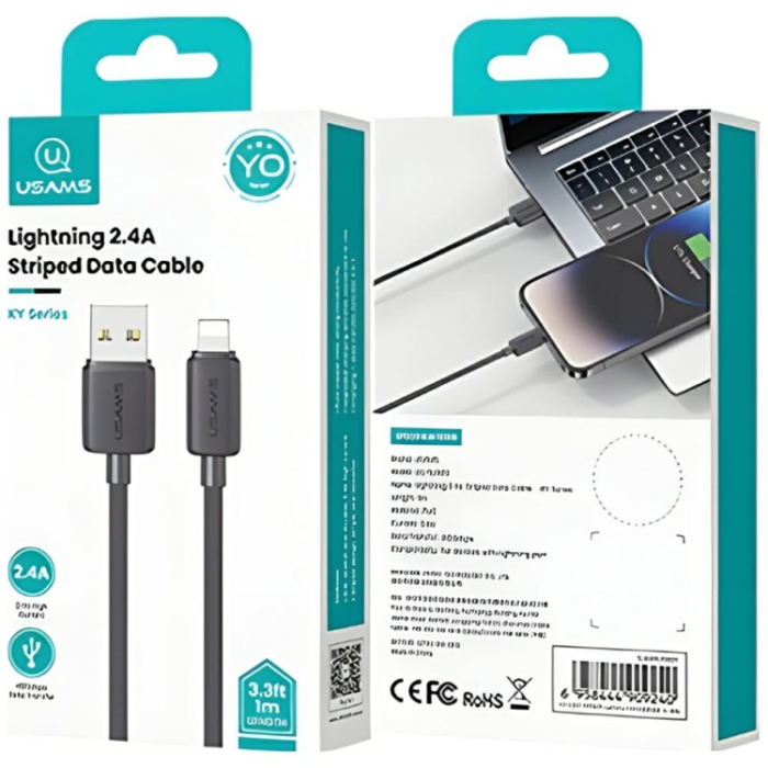 USAMS - Usams USB-A Till Lightning Kabel 1m KY Series - Vit