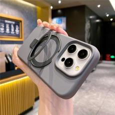 A-One Brand - Mobilskal f&ouml;r iPhone 15 Pro Max MagSafe Liquid Silikon Kickstand - Gr&aring;