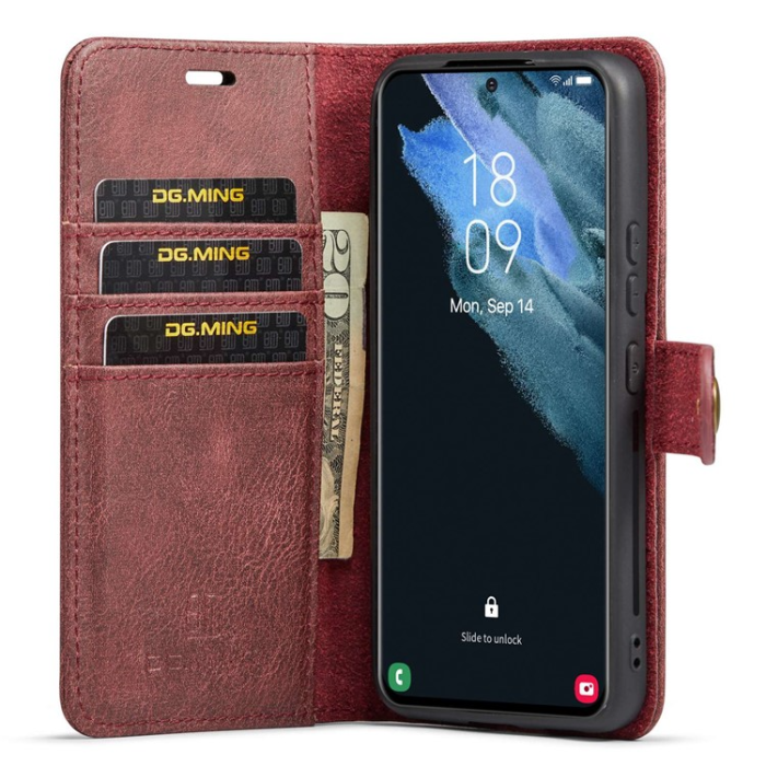 DG.MING - DG.MING Galaxy S23 Plus Plånboksfodral 2in1 Äkta Läder - Röd